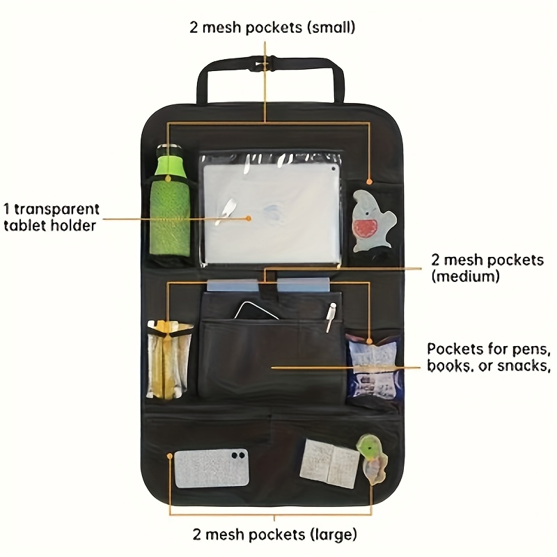 TEMU Organisateur de siège arrière de voiture pliable ZUEE avec sac de rangement suspendu, en adaptée aux véhicules, étagère pour siège arrière pour