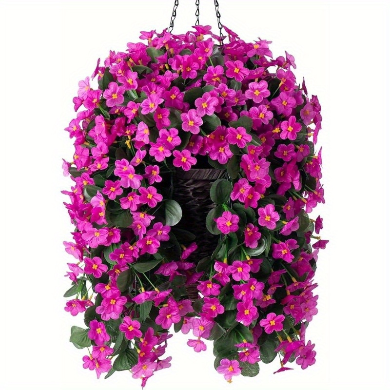   realistic hanging orchid flowers uv resistant outdoor indoor plants with cascading pink to fuchsia   no maintenance   floral decor for porch patio garden balcony easy assembly in hanging basket artificial flowers for outdoors patio decoration vibrant arrangement handmade basket decorative plant   garden ornament faux silk plants garden enthusiasts