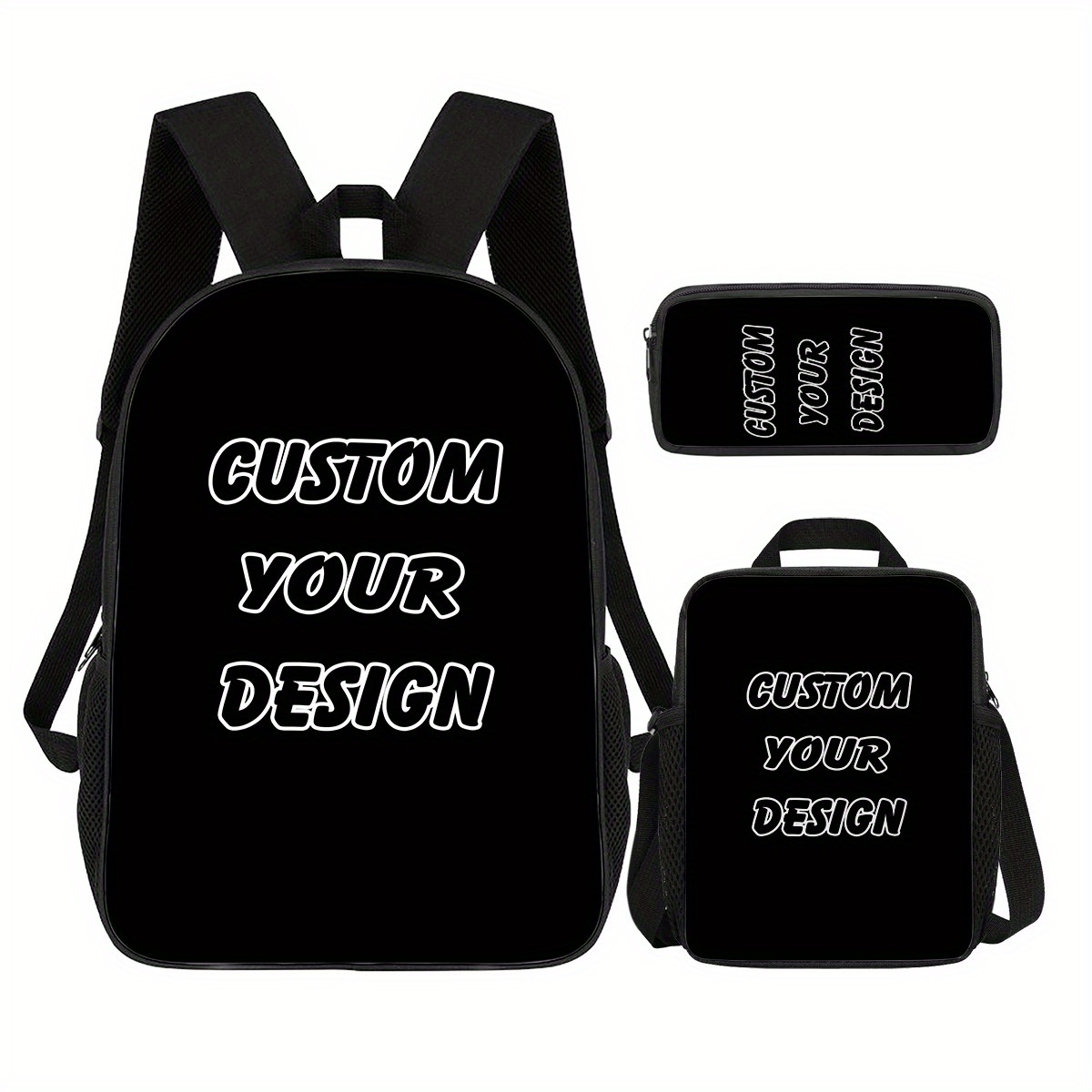 custom backpack picture 3pcs set photo school bag laptop bag Temu