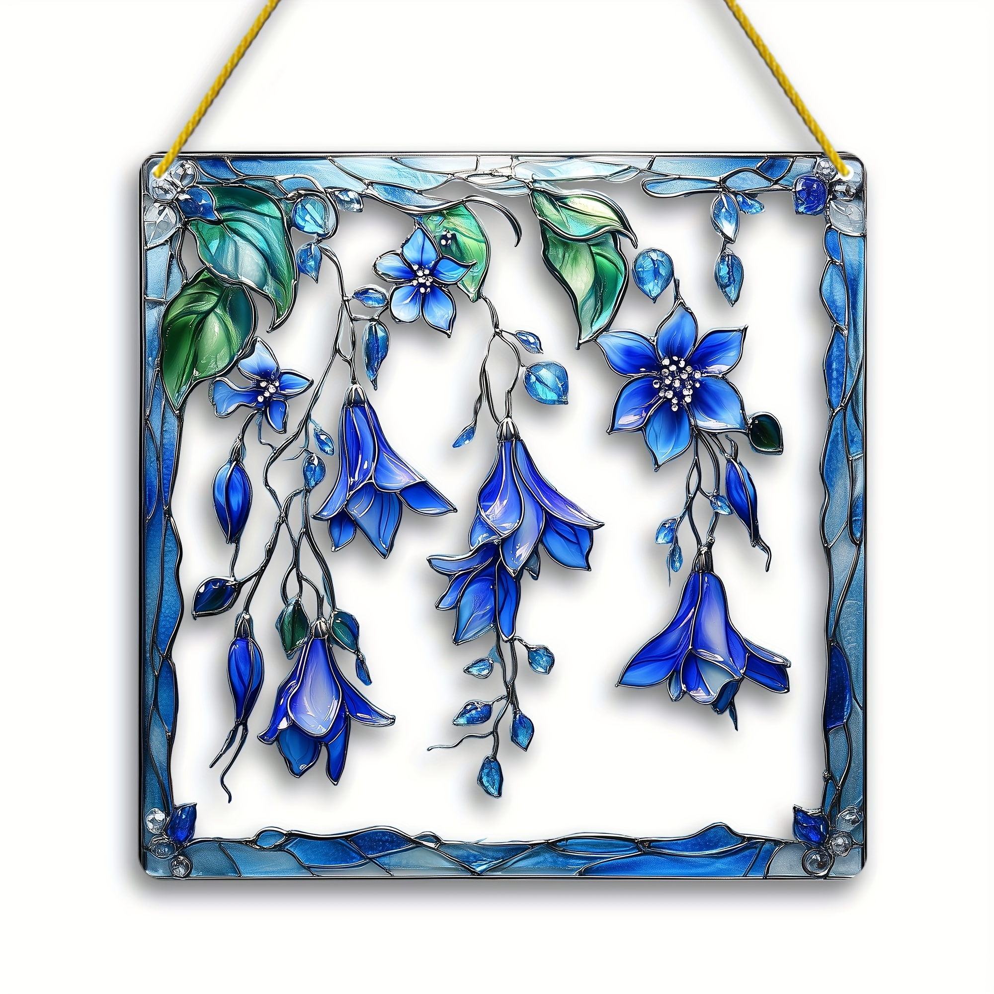 single piece lily of the valley stained glass hanging sun catcher vibrant decor whimsical art unique gift idea indoor outdoor wall hanging porch decor bedroom office yard home decoration perfect gift for friends ideal for housewarming