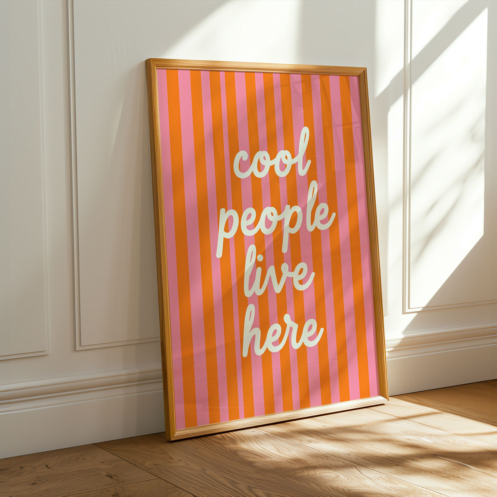 E-shop ., Wandkunst, Zitat-Poster, Inspirierendes Zitat, Dopamin-auslösender gestreifter Kunstdruck, Leinwandbild mit Zitat „Coole Leute wohnen “,