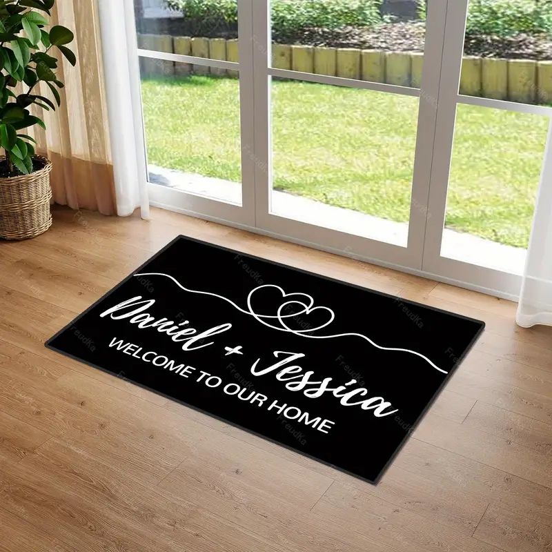 TEMU 1pc Couple Mat, Personalized Name Letter Text Couple Double Mat, Suitable For Valentine's Day, Housewarming, Long-distance Relationship,