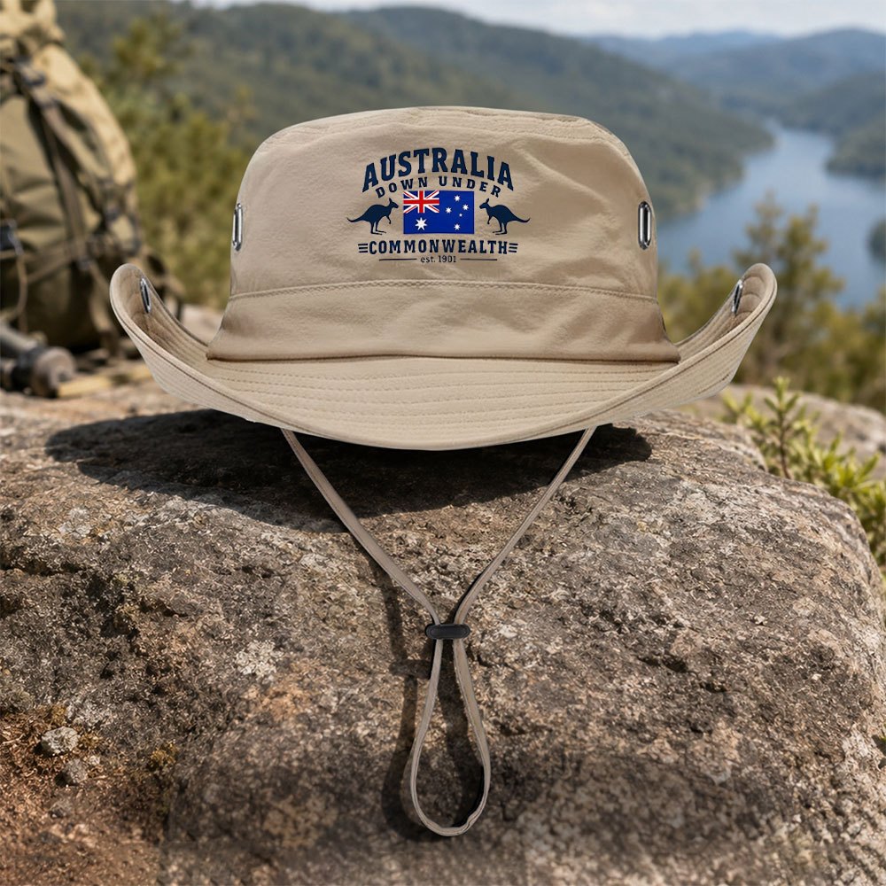 TEMU Fashionable Outdoor Casual Australian Kangaroo Hat, Unisex Bucket Hat With Wide Brim, Foldable Brim, Hiking, Fishing, And Camping