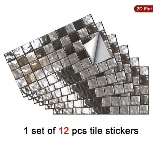12 24 50 sheets wall tile stickers stainless steel peel and stick tiles metallic self removable wall sticker modern tile decal industrial tile wallpaper for home kitchen makeover tiles stickers 2d flat