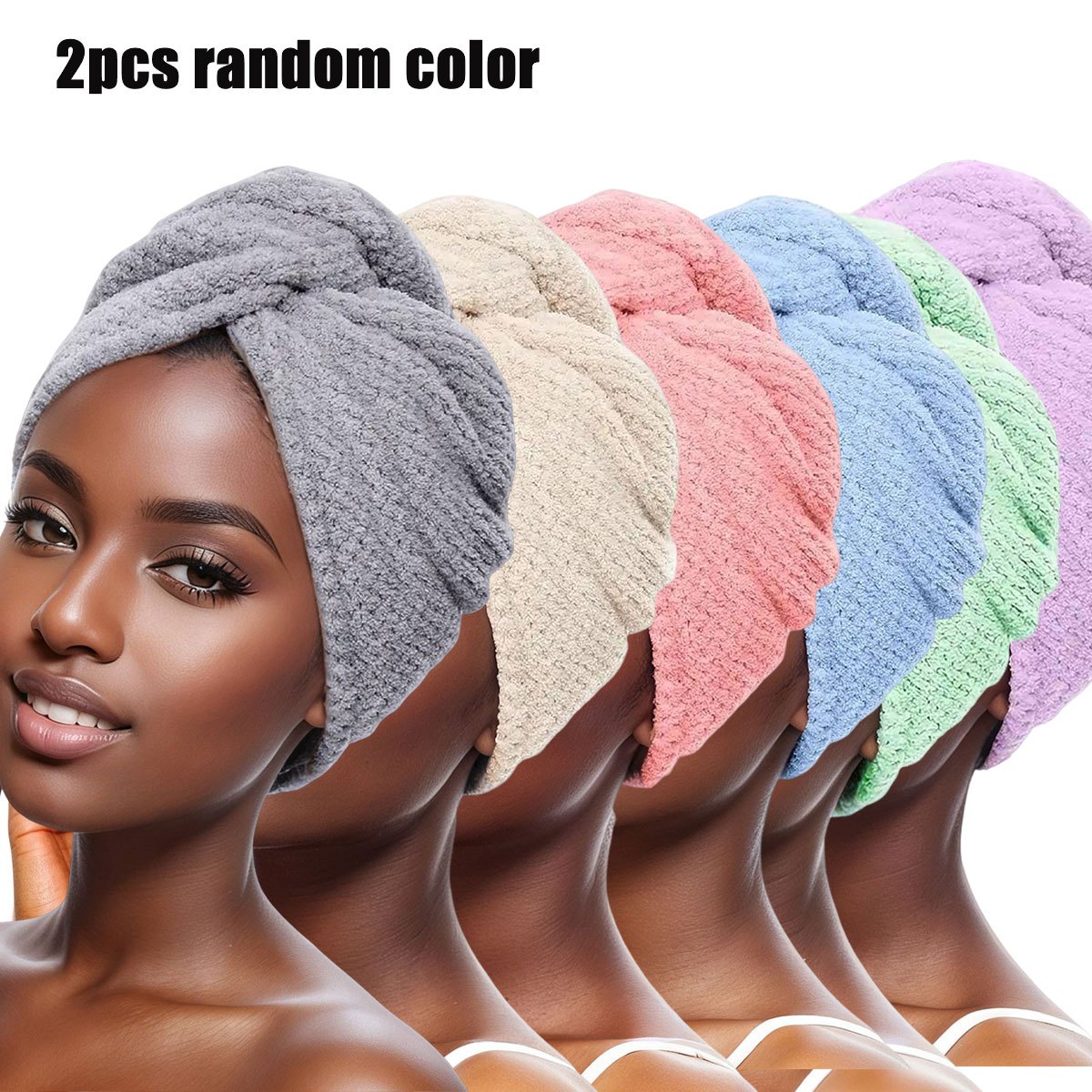 TEMU 2-pack Microfiber Hair Towels, Featuring A Pineapple Grid-like Soft Texture, Quickly Water, Making Them Ideal For Bathroom Hair Drying. Designed