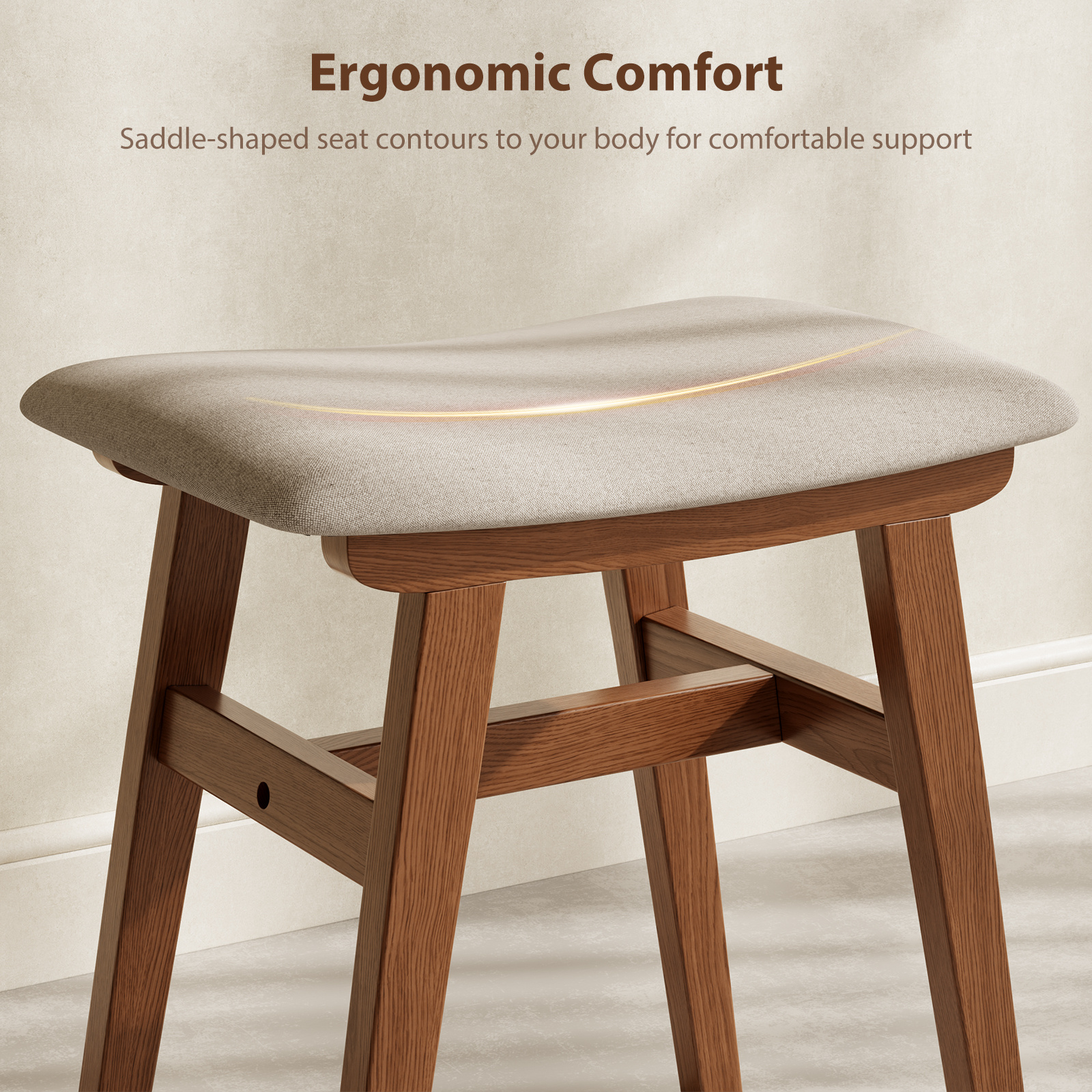 Solid Wood Vanity Chair, 18.5 Inch Height Vanity Stool, Chair for Bedroom, Durable And Sturdy, Padded Seat, Modern Easy, Home Decor Additions, Limited-Time Flash, Free Shipping