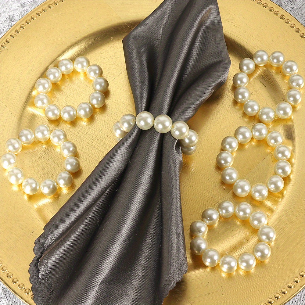 Luxurious Pearl Beaded Napkin Rings For Wedding, Hotel, Banquet, And Dinner Parties