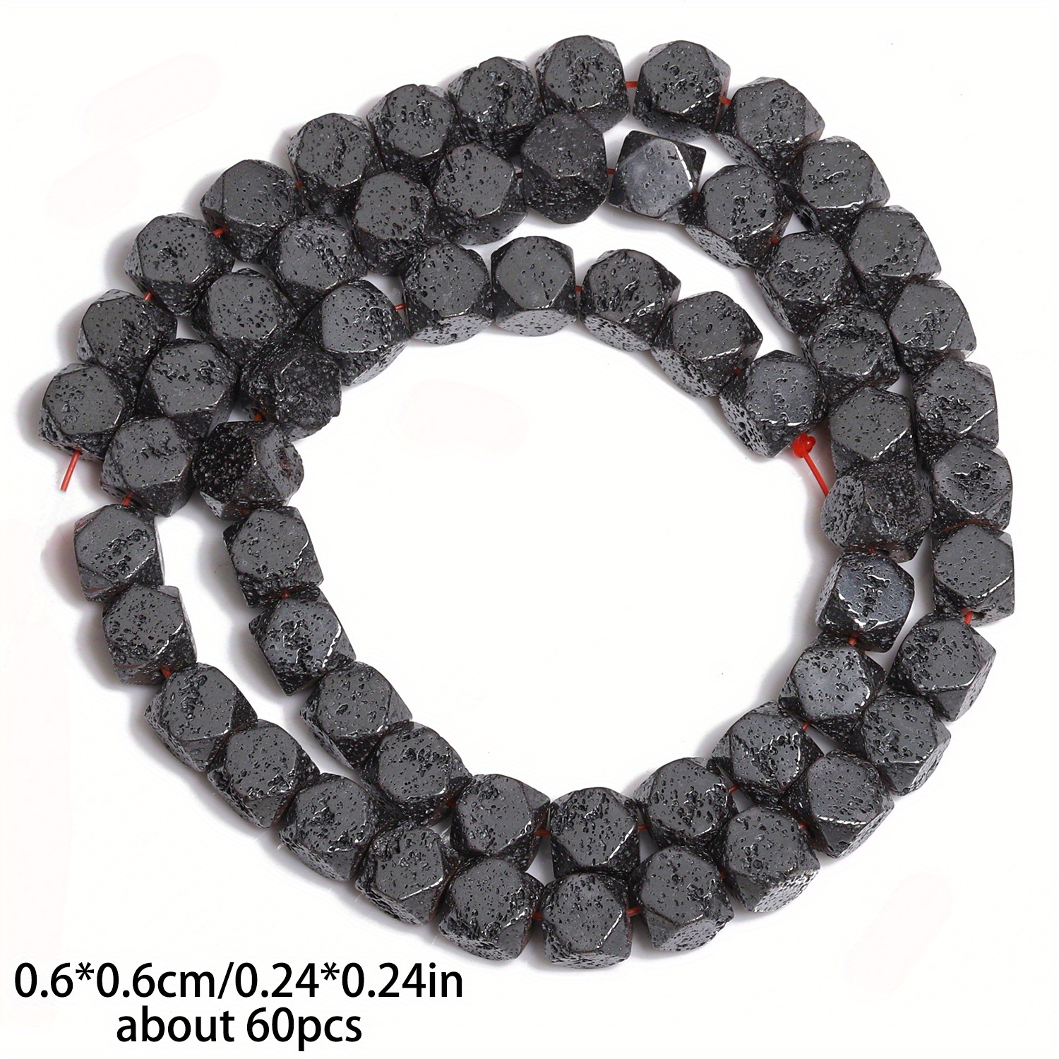 TEMU Cuentas de piedra octogonales negras de 6X6 mm para la de joyas - Cuentas y colecciones de cuentas - Perfectas para pulseras, collares, dijes