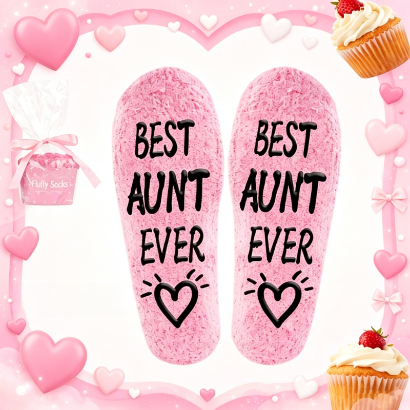 TEMU 1 Pair Of Thickened Plush Non-slip Indoor Socks, Pink Fluffy Soft And Warm Cake Socks, Suitable For Bedroom Relaxation, Date Parties,