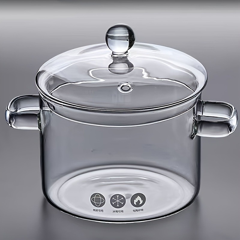 

1pc Clear Glass Cooking Pot With Lid - Rust-resistant, Uncharged, Ideal For & Electric Ceramic , Vegetable Stew & Soup