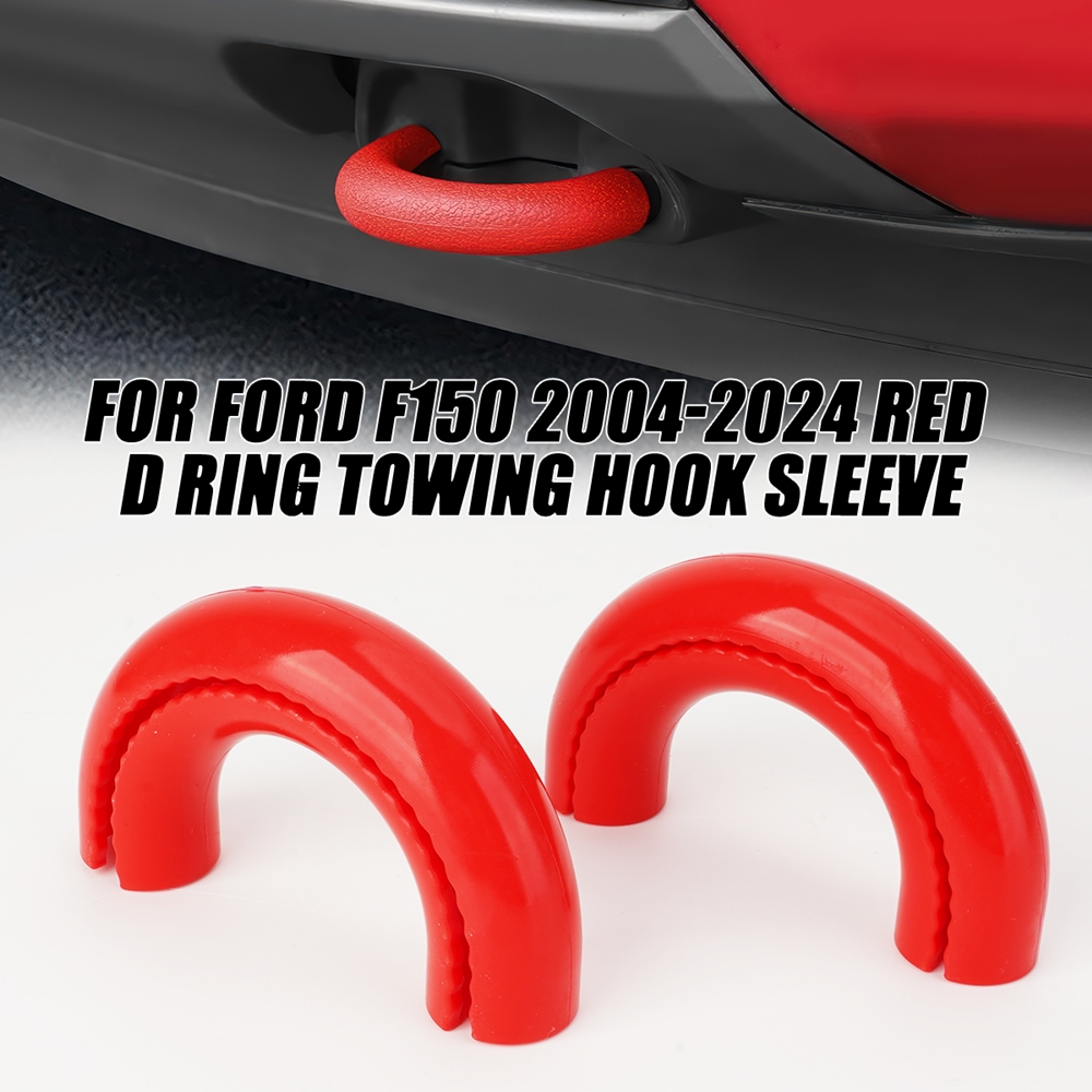 JERBOR 2PCS Red D-Ring Tow Hook Cover – For Ford F150 2004-2024, Decorative Trim