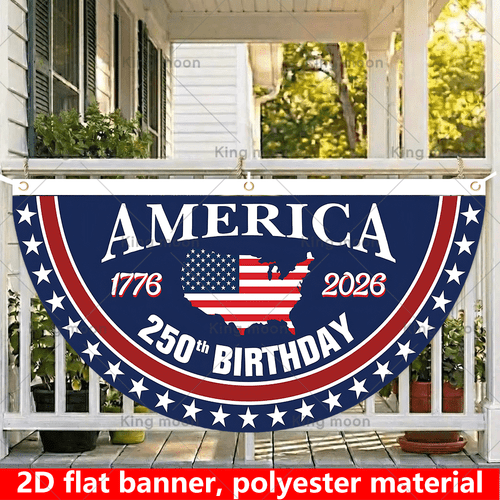 2d flat 2d flat banner 1pc 90 45cm usa 250th anniversary commemorative party decoration flag 1776 2026 circle themed hanging flag for indoor outdoor porch courtyard wall theme atmosphere decoration