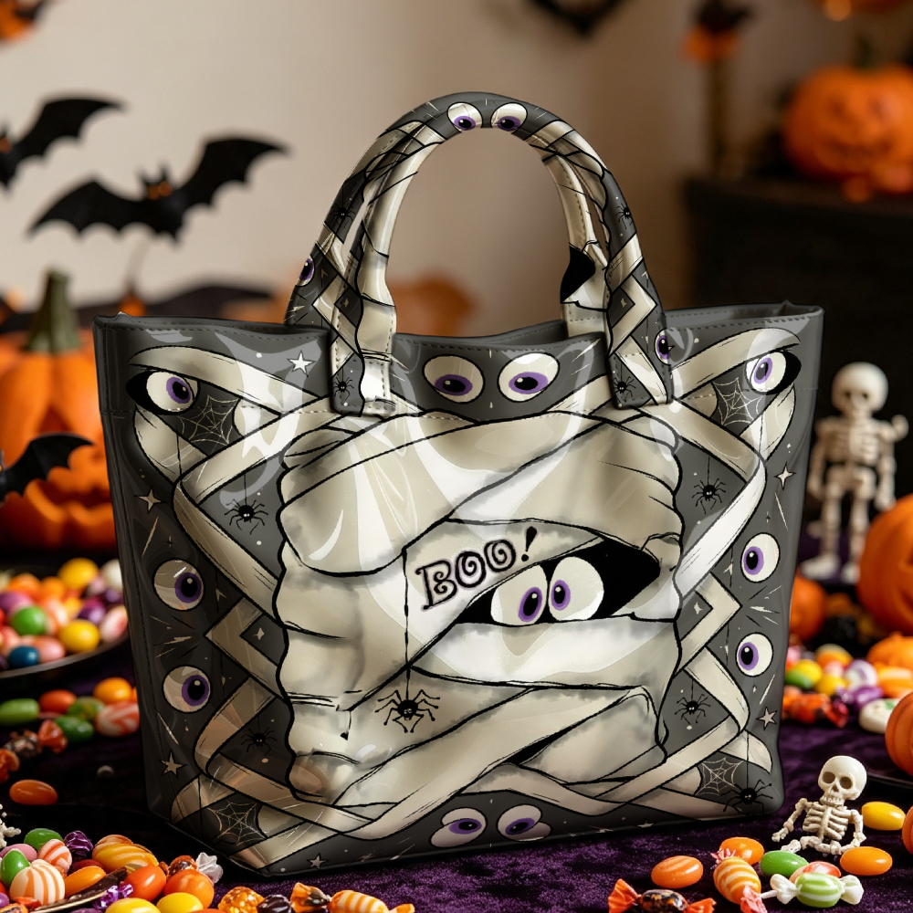 1pc   boo themed tote bag suitable for halloween parties handbag with   pattern boo lettering stick closure for and   for trick or treating daily use in   multi color options