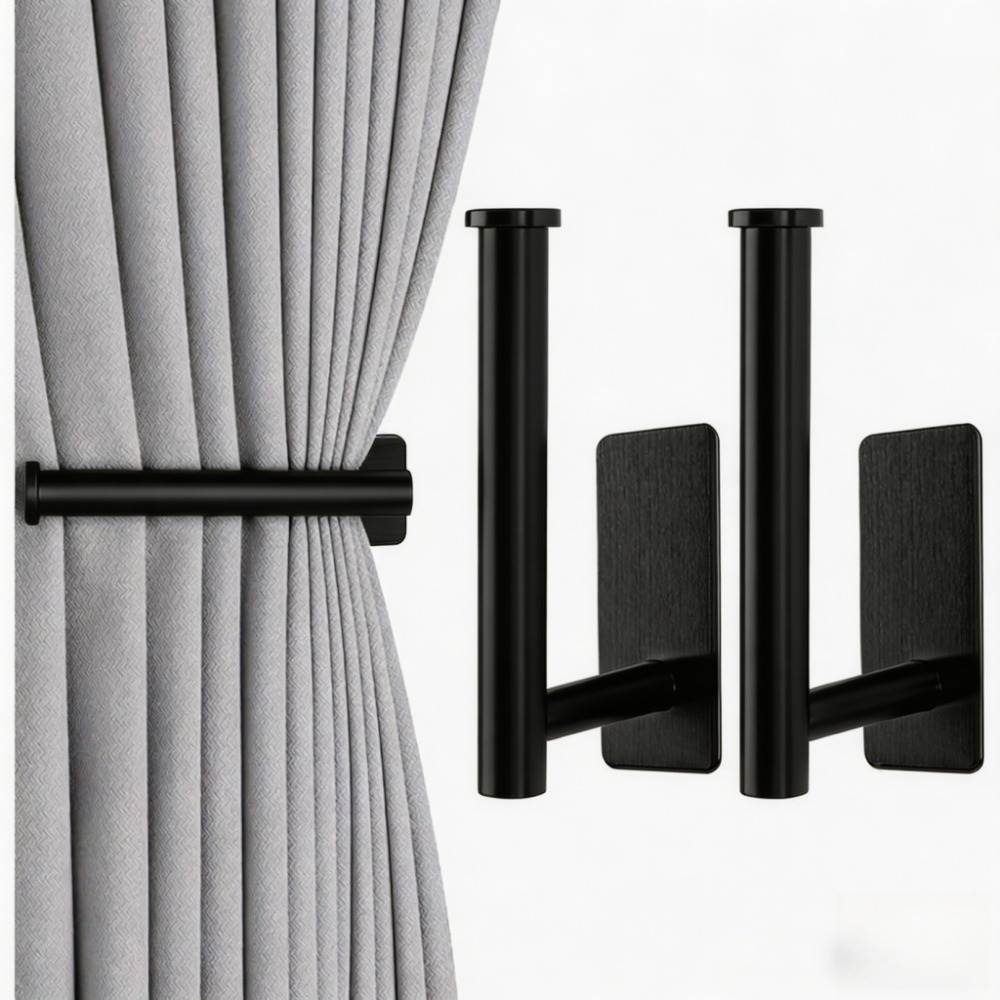 2pcs Curtain Tiebacks Hooks, No Drill Self-adhesive Curtain Holdbacks, Wall Mounted Curtain Hooks For Living Room Bedroom, Modern Decorative Curtain Holders