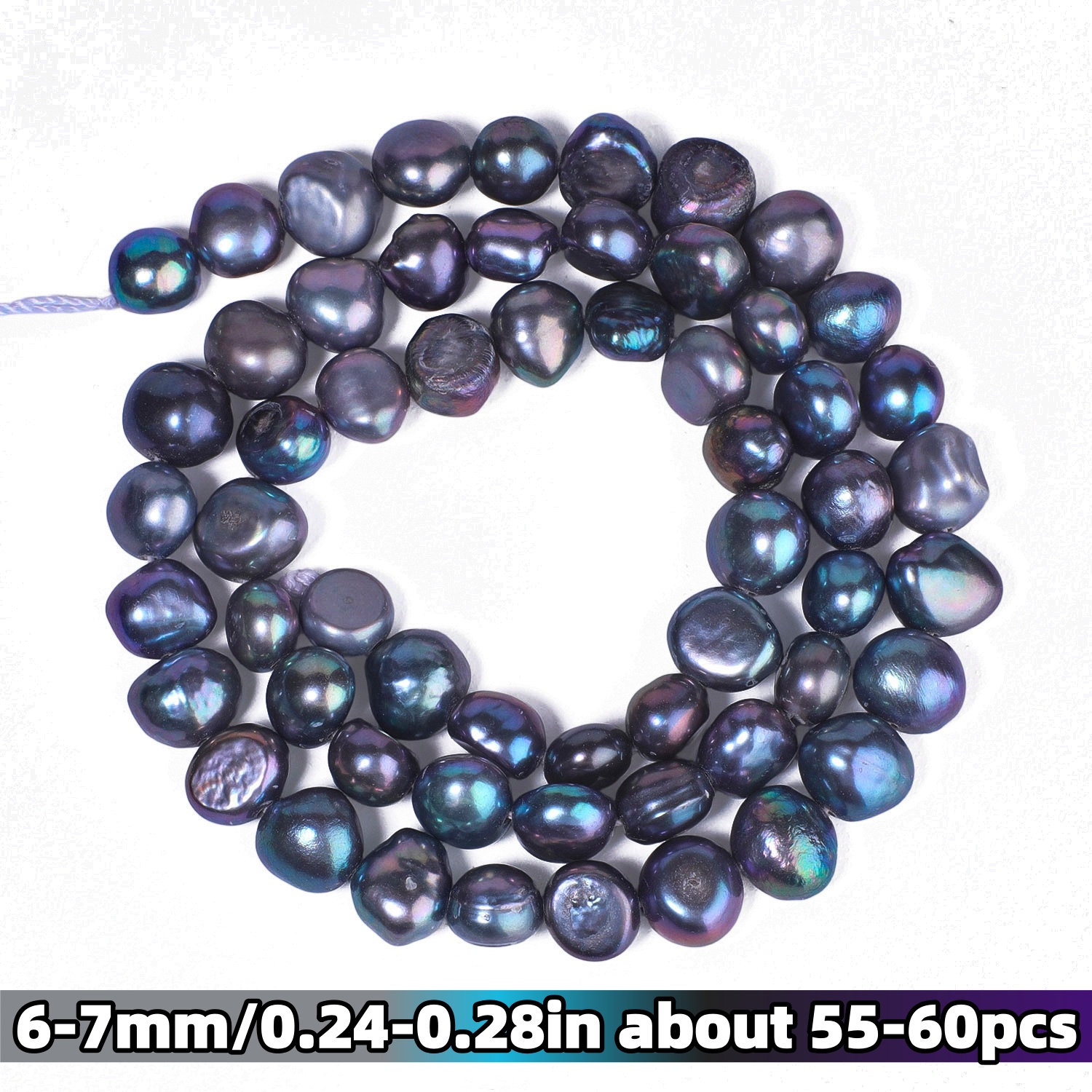 TEMU Perles plates 2D TTUIJI en perles de noire rondes plates et irrégulières de 6-7 mm - En vrac, adaptées à la fabrication de bijoux DIY, bracelets