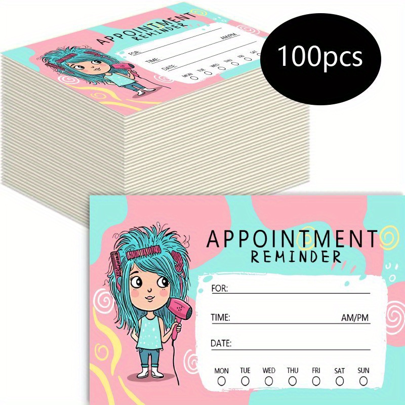 TEMU 100pcs, Appointment Reminder Cards, Suitable For Hair Salons, Nail Spas, 3.5x1.9 Inch Customer Notification Cards