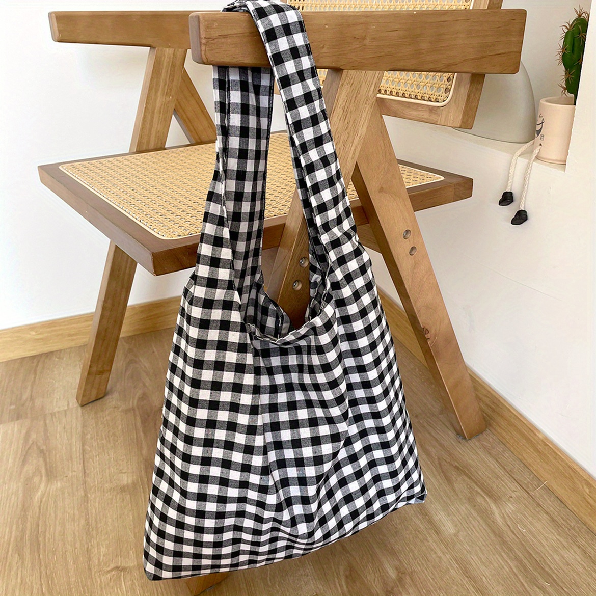gingham tote bag sold on Temu United States