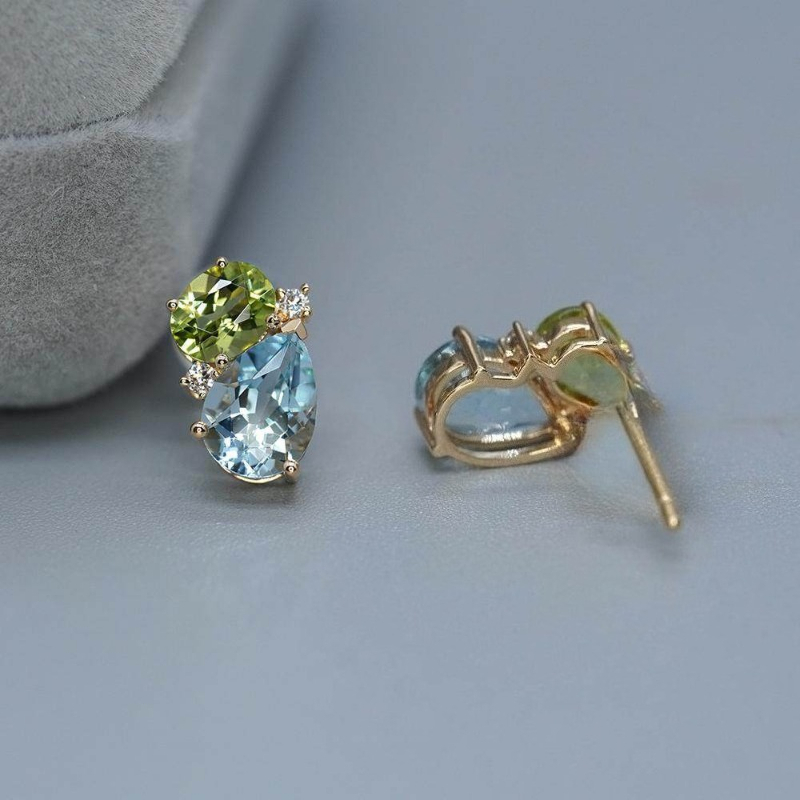 Dainty Green Cubic Zirconia Stud Earrings for Women