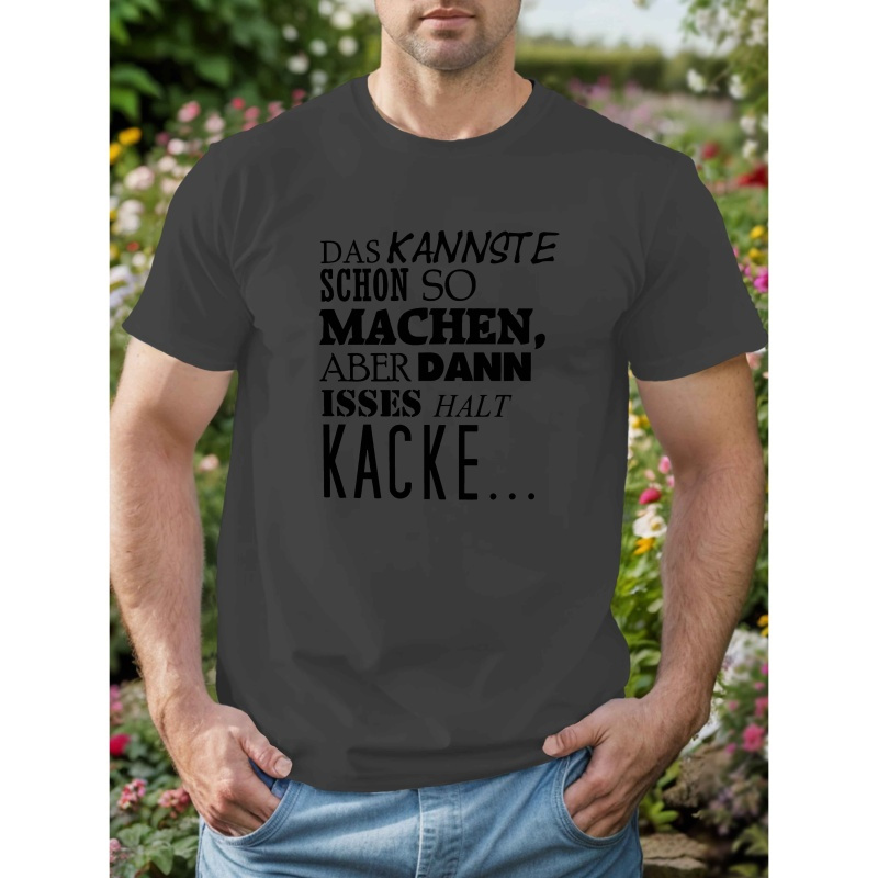 

Men's German Quote T-shirt - Fun Geometric Pattern, 100% Polyester, Casual Crew Neck Short Sleeve Summer Top, Machine Washable, German, T-shirt Top