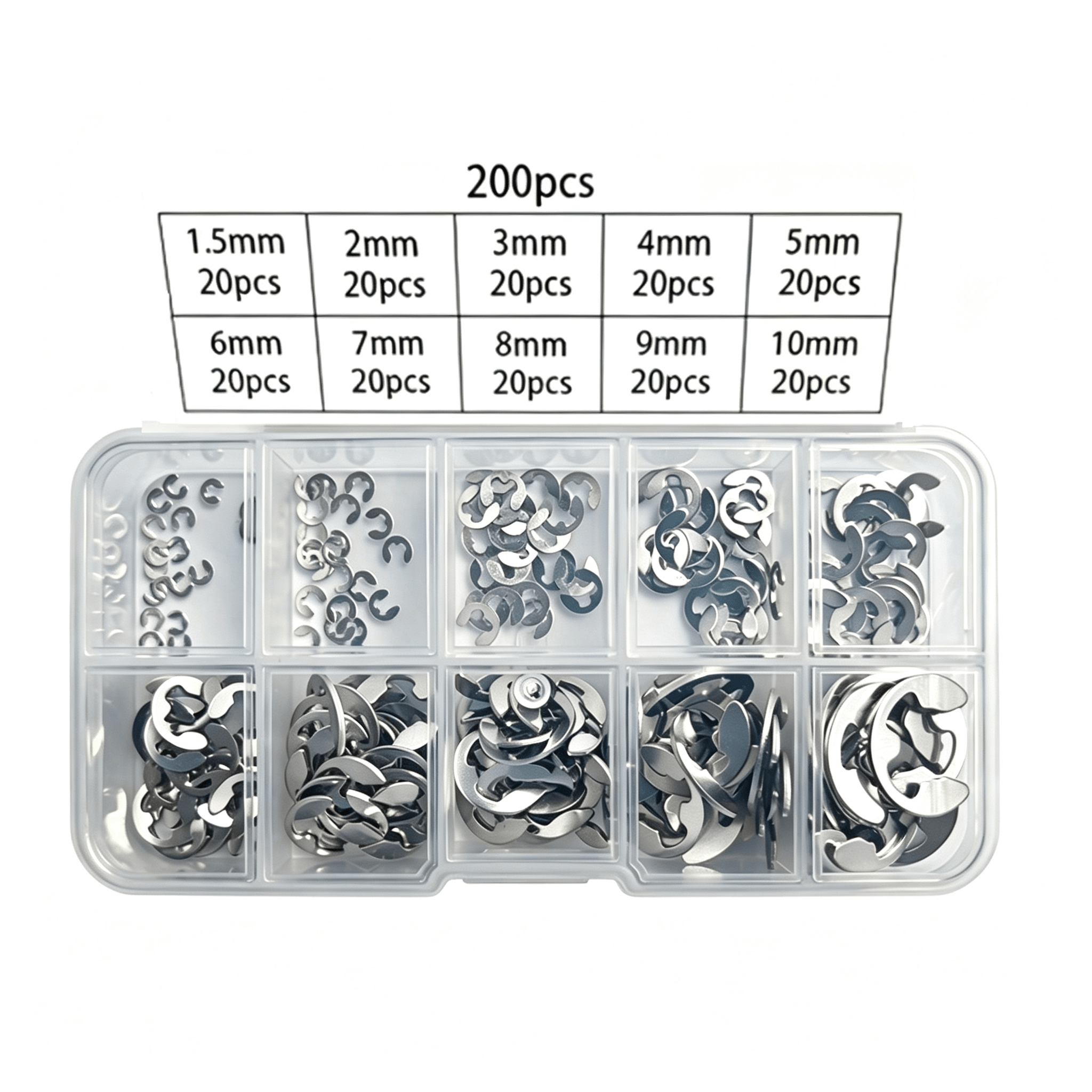TEMU 200pcs Locking Rings - Durable Steel Spring Retaining Washers For Industrial Applications, High-quality For Machinery, Machinery Fastening |