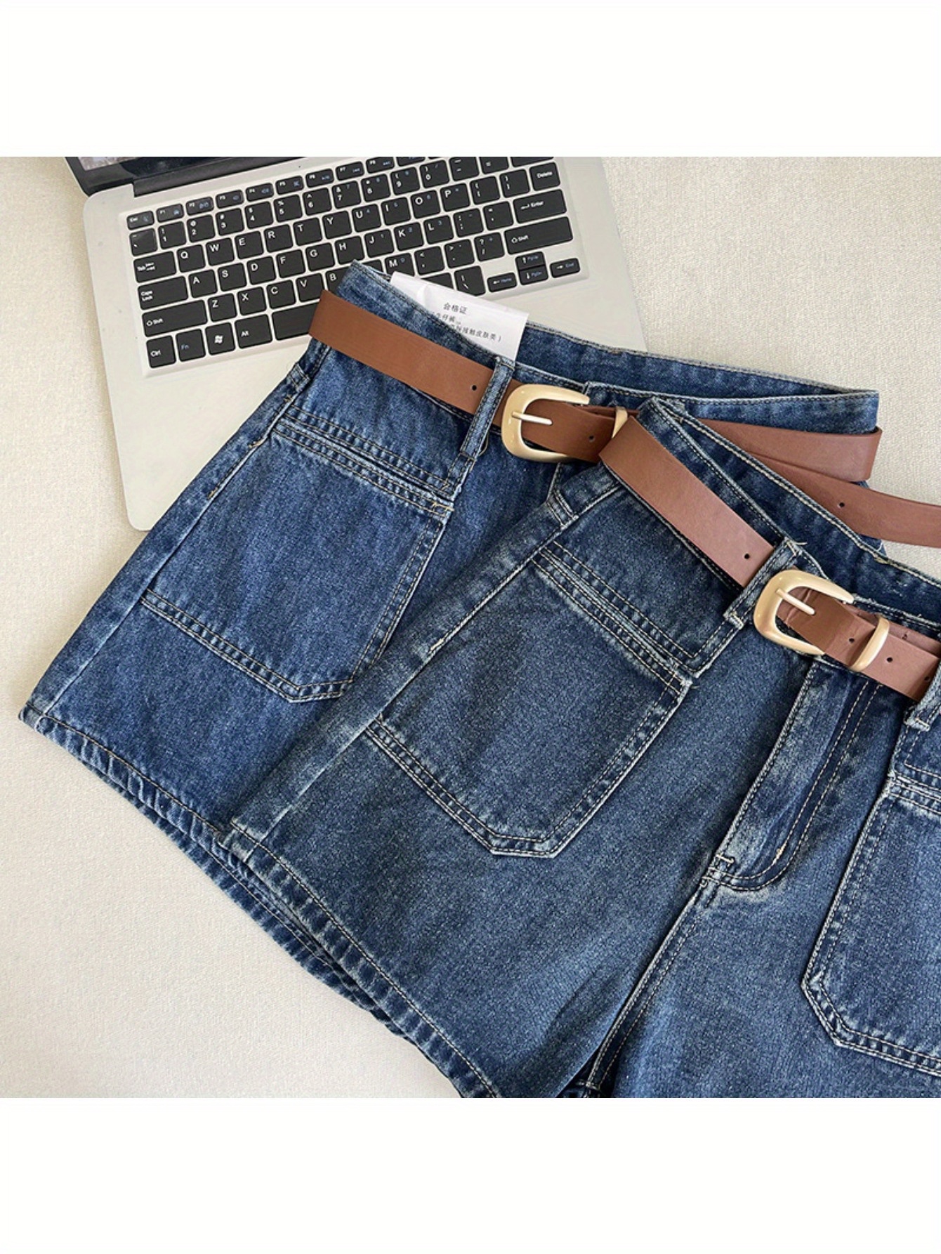 women's high waisted a line denim shorts fashion - Temu