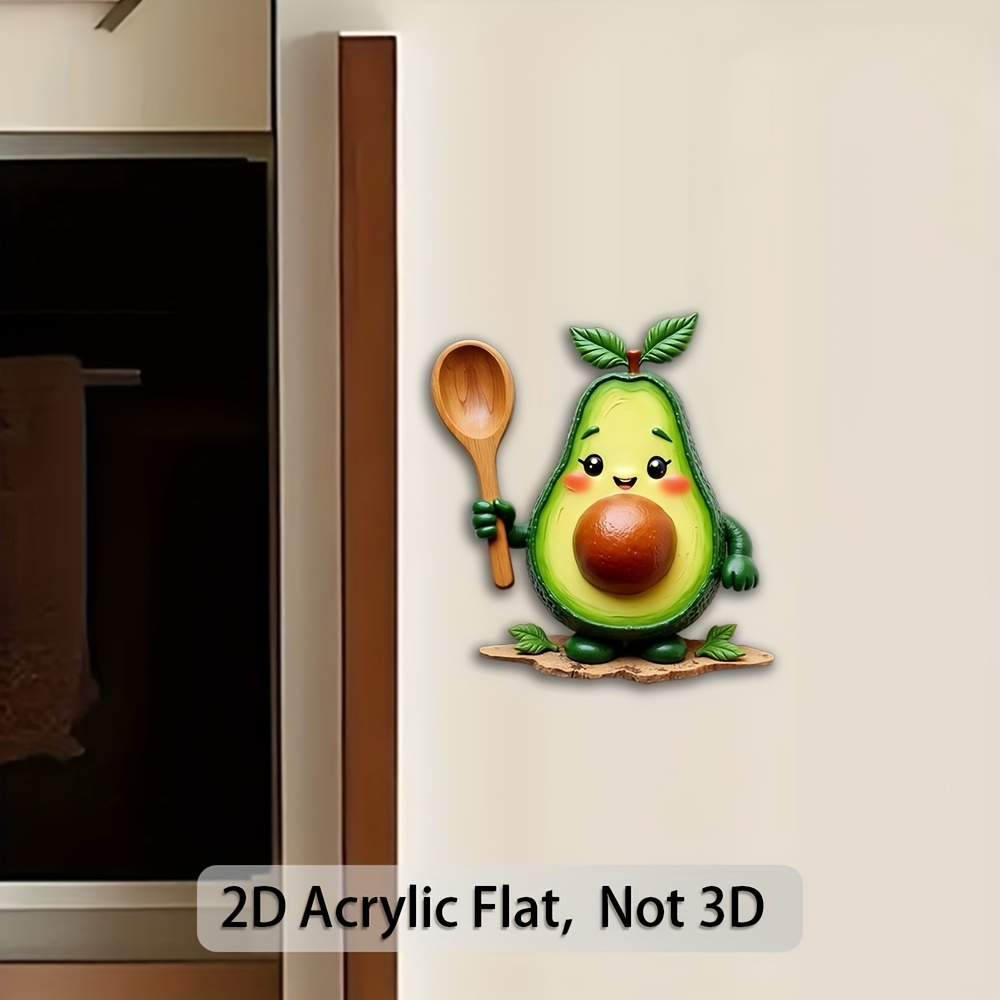 TEMU 1pc Cute Avocado Magnet Suitable For Kitchen, Refrigerator Decor - Avocado-shaped Acrylic Decoration With Base, Vibrant Food-themed Magnets For