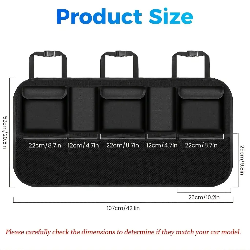 TEMU Foldable Car Trunk Organizer, Backseat Hanging Organizer With 9 Large Storage Bags Super Capacity - Trunk Organizer For Suv, Truck, Van - (9