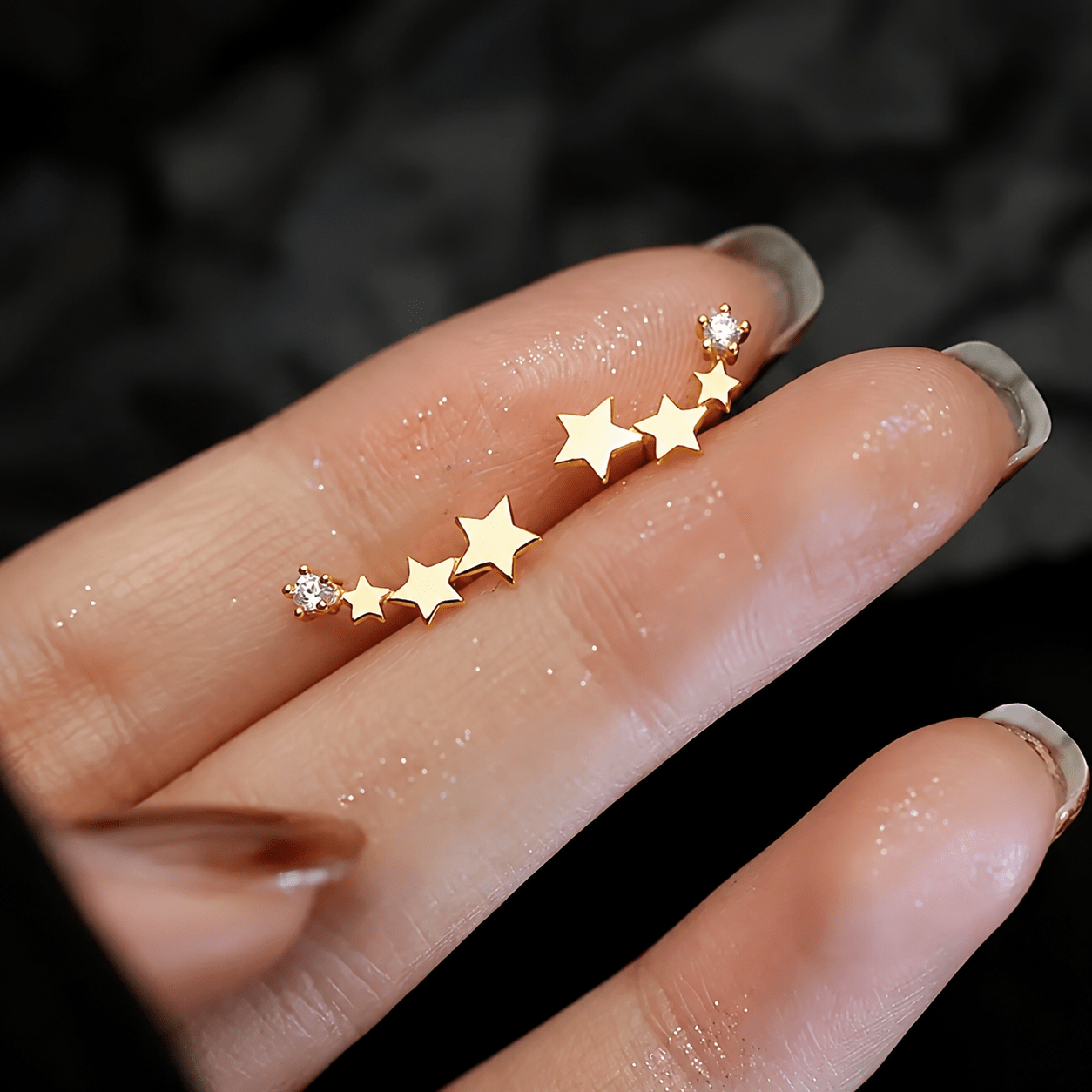 TEMU Pendientes de estrella para mujer, pendientes escaladores de circonita cúbica, pendientes de dije de estrella, joyería de pendientes