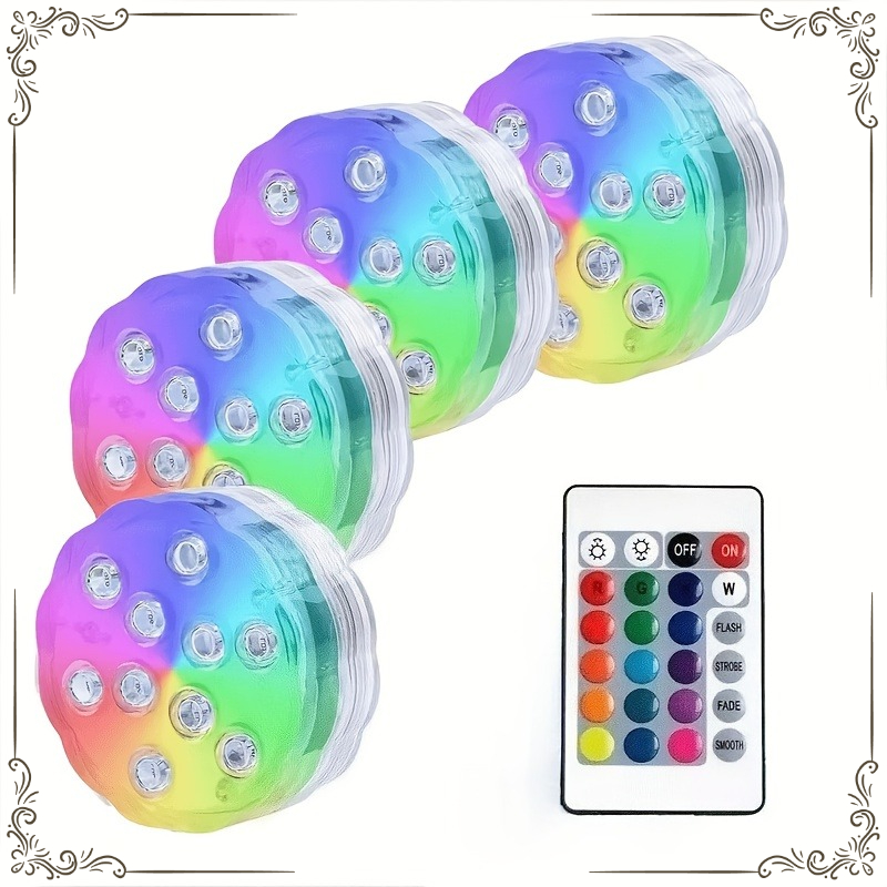 4pcs Marine Wireless Led Light, Battery-powered (batteries Not Included), Suitable For Cabin Deck Courtesy Lighting, Fishing Float Boats, Sailboats, Kayaks, Ip68 Remote-controlled Changing, Rgb