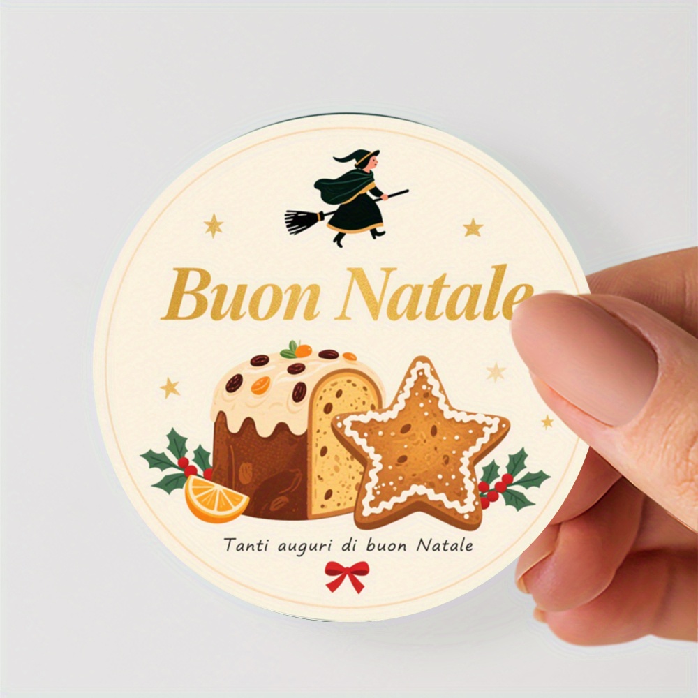 TEMU 48 Pezzi Set di Adesivi Natalizi - Decalcomanie Impermeabili e Resistenti allo Strappo con Design La Befana, Panettone &