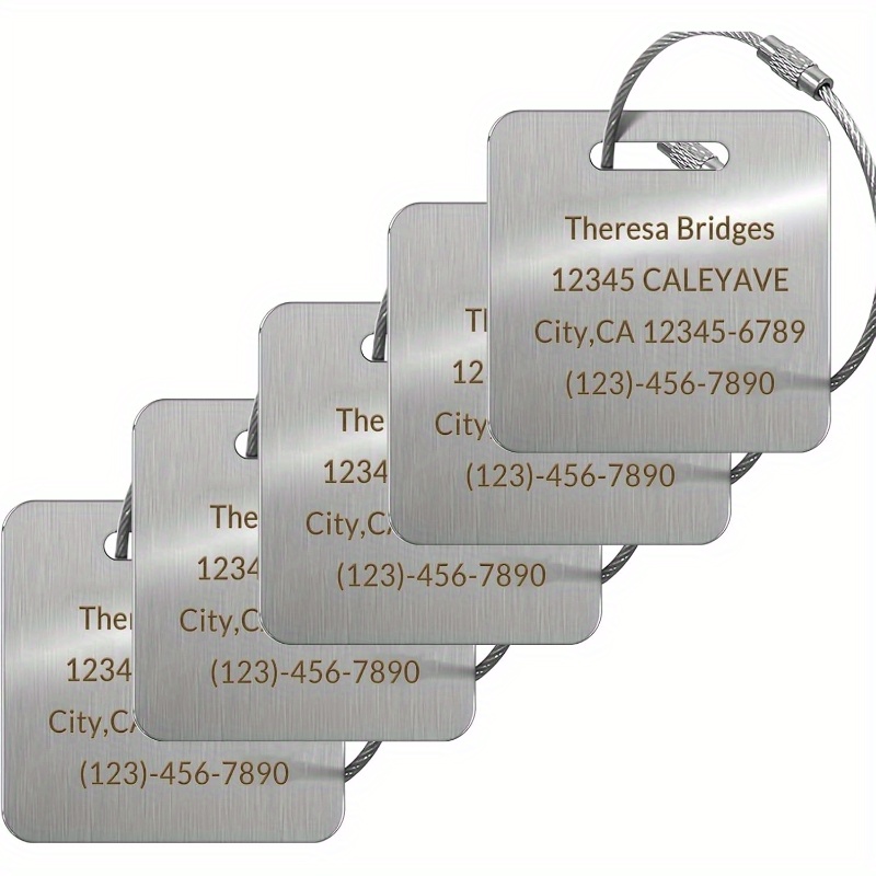 TEMU 5pcs Tags, Custom Name And Address For Suitcases & Backpacks (square, 2× 2 Inches), Personal Luggage Tag, Luggage Identifiers For Suitcases,
