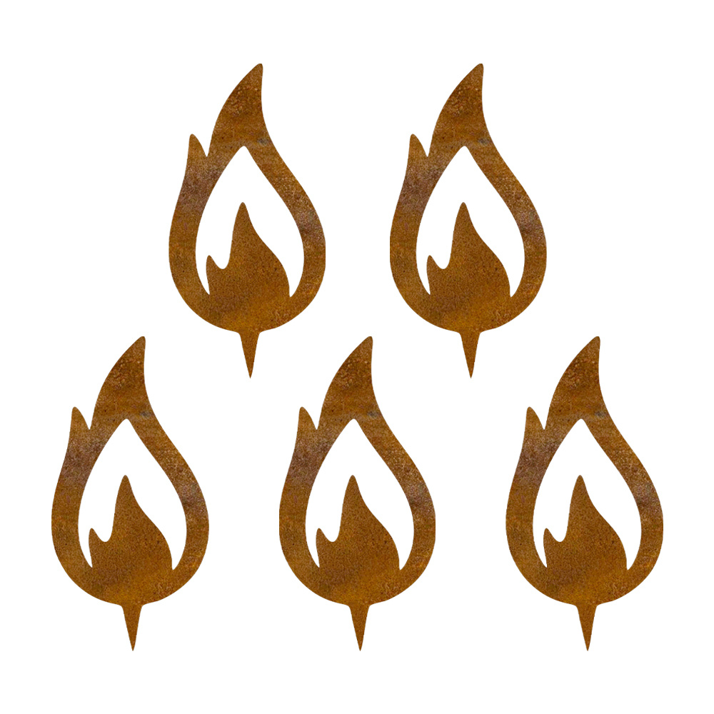 TEMU [2d Flat] [rusty Ironwork][christmas] 5 Rusty Metal Christmas Candle Holders, Simulated Flame Decorative Sign, Durable Metal, Suitable For