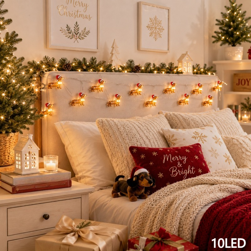 Image of Christmas Puppy Light String, Cute Poodle Led Decorative Light String, Warm White , Suitable For Christmas Trees, Bedrooms, Windows, Fireplaces, Holiday Parties And Home Decoration