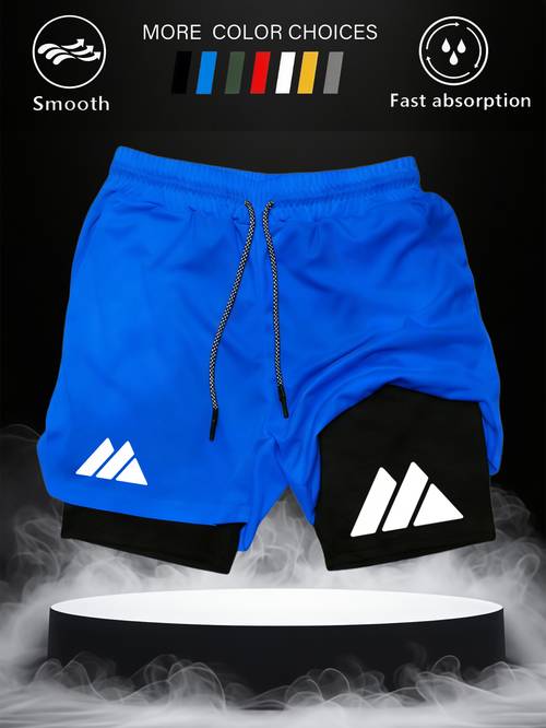 herren doppellagige shorts 2026, 2-in-1 doppellagige trainingsshorts für herren, schnelltrocknende, atmungsaktive, anti-scheuer lauf- und sportshorts mit futtertaschen, hochelastische, leichte 5-zoll gym trainingsshorts