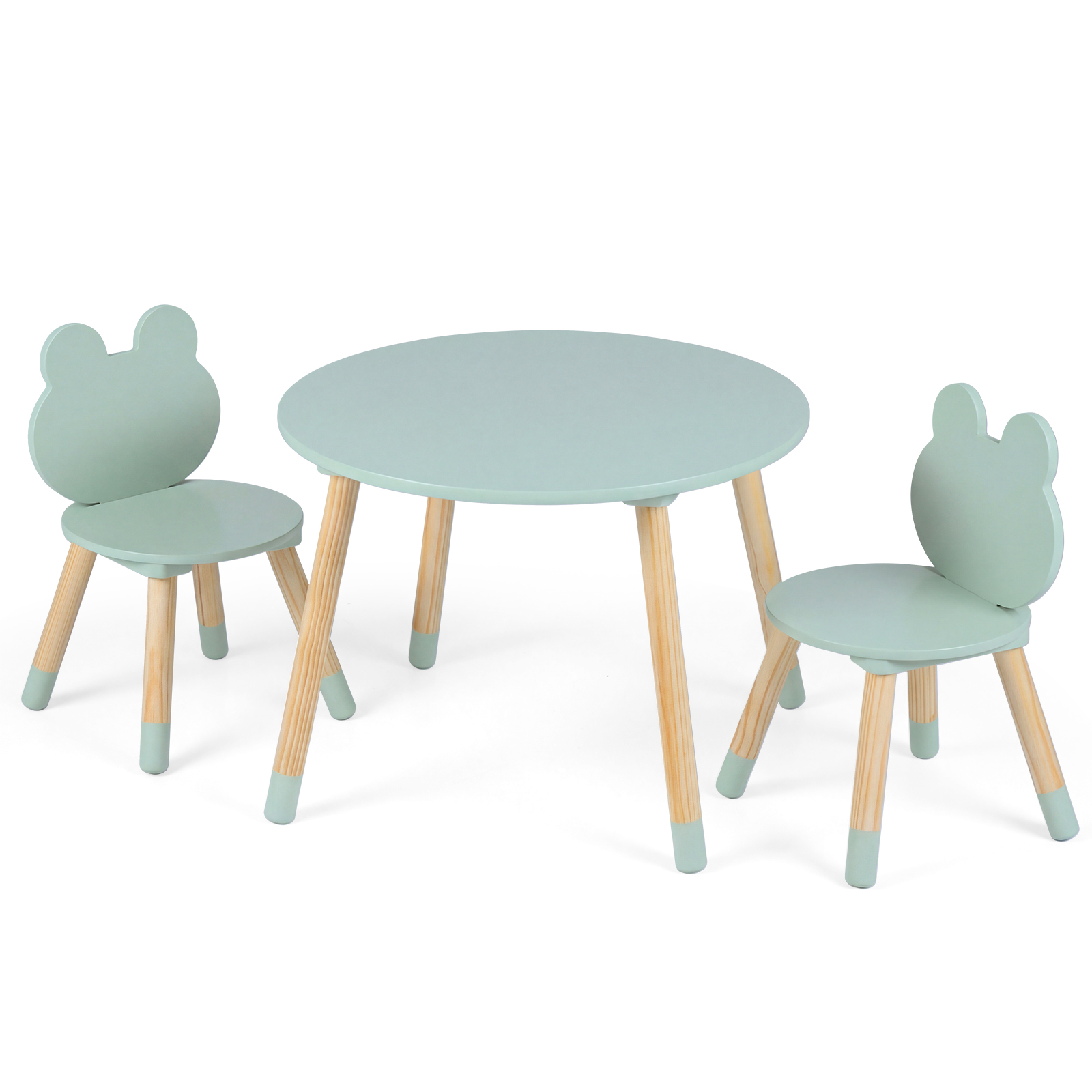 Kids Table & Chairs Set, Children Multi-activity Desk & Frog-shaped Chair Set W/wooden Legs For Classroom, Art, Craft, Reading, Learning, Green