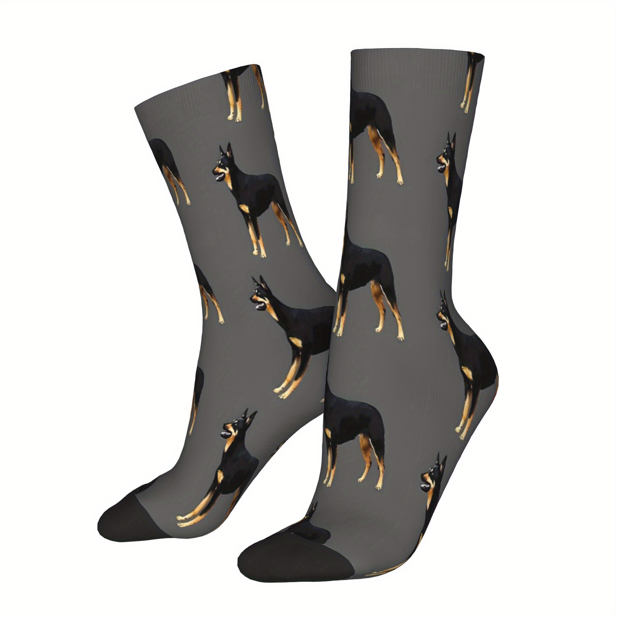 TEMU Autralian Black And Tan Sock Man Gym Printed Breathable Arch Support Cool Gift