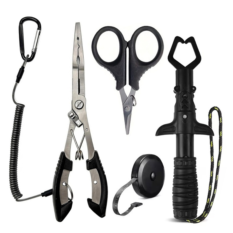 TEMU 5 stuks 8.4-inch multifunctionele vis tangen met lange tang voor het verwijderen van vis haken, uitgerust met veiligheidssnoeren, gemaakt van