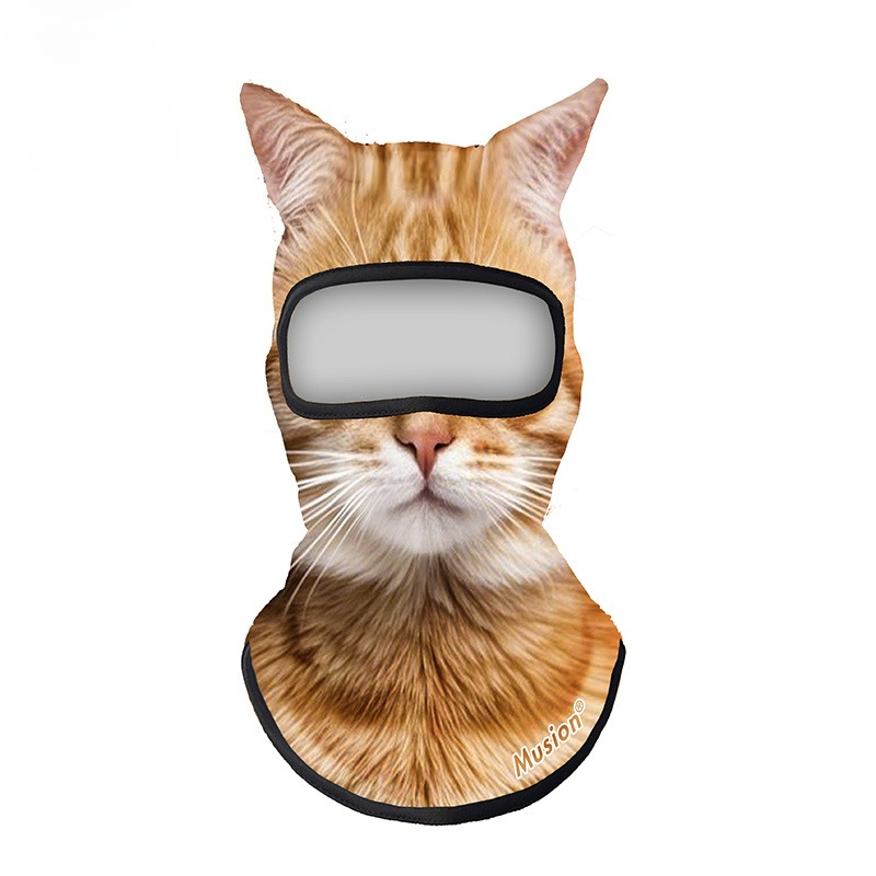 Halloween Quick Drying Cat Head Cover Funny Animal Breathable Dustproof Full Face Mask Windproof For Cycling And Cosplay
