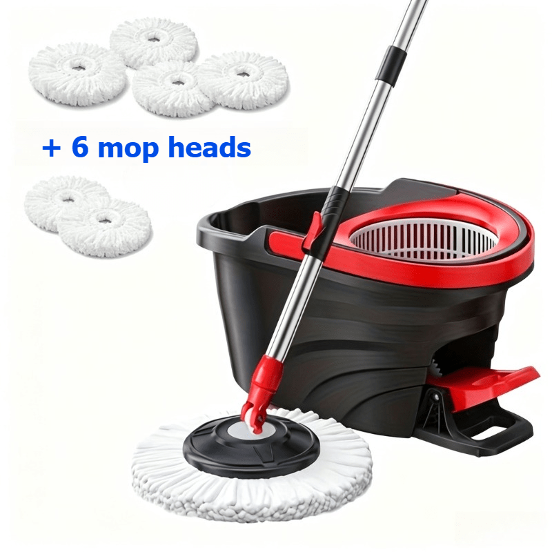 TEMU 8pcs Set, Rotatable Mop Self-wash Home One-sweep Cleaning Mop Bucket Cover Telescopic Rod Pedal Manual Pressure Floor Cloth