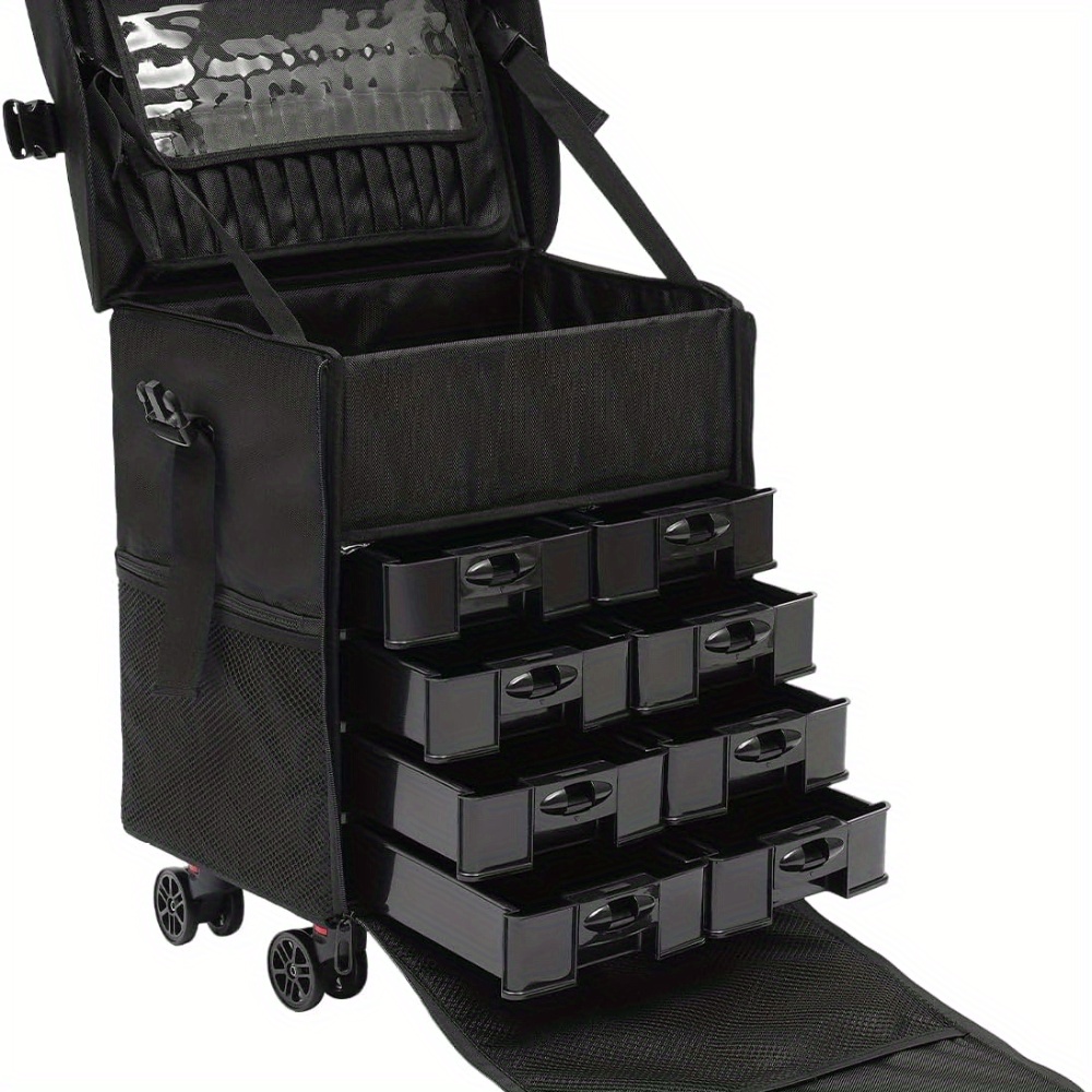 Rollkoffer für Kosmetik, Professioneller Trolley für Kosmetikkoffer mit weicher Seite, Kosmetikkoffer mit Rollen, Trolley für Visagisten, Nageldesigner, Friseure