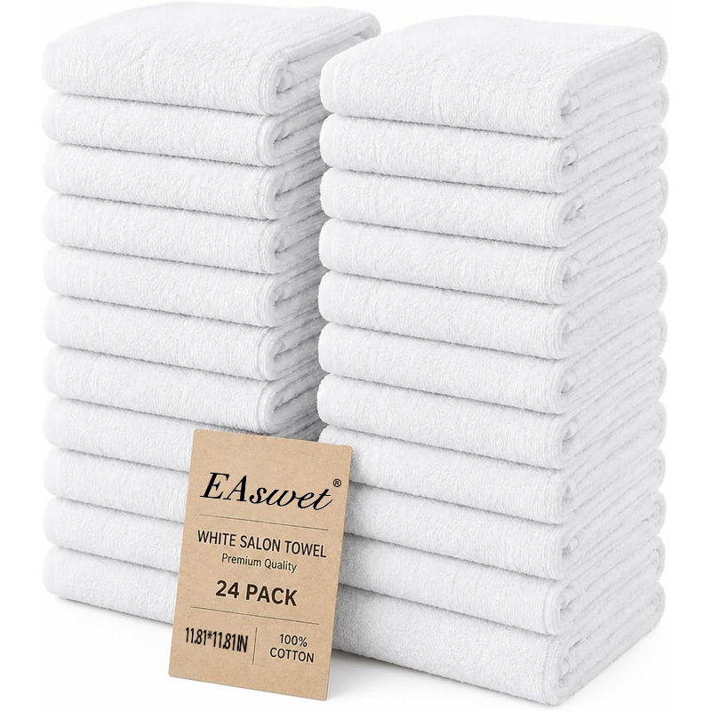 TEMU 24-pack 100% Hair Salon Towels, Quick-dry Absorbent Towel Set For Salon, Gym, Spa, Hotel, 30x30cm