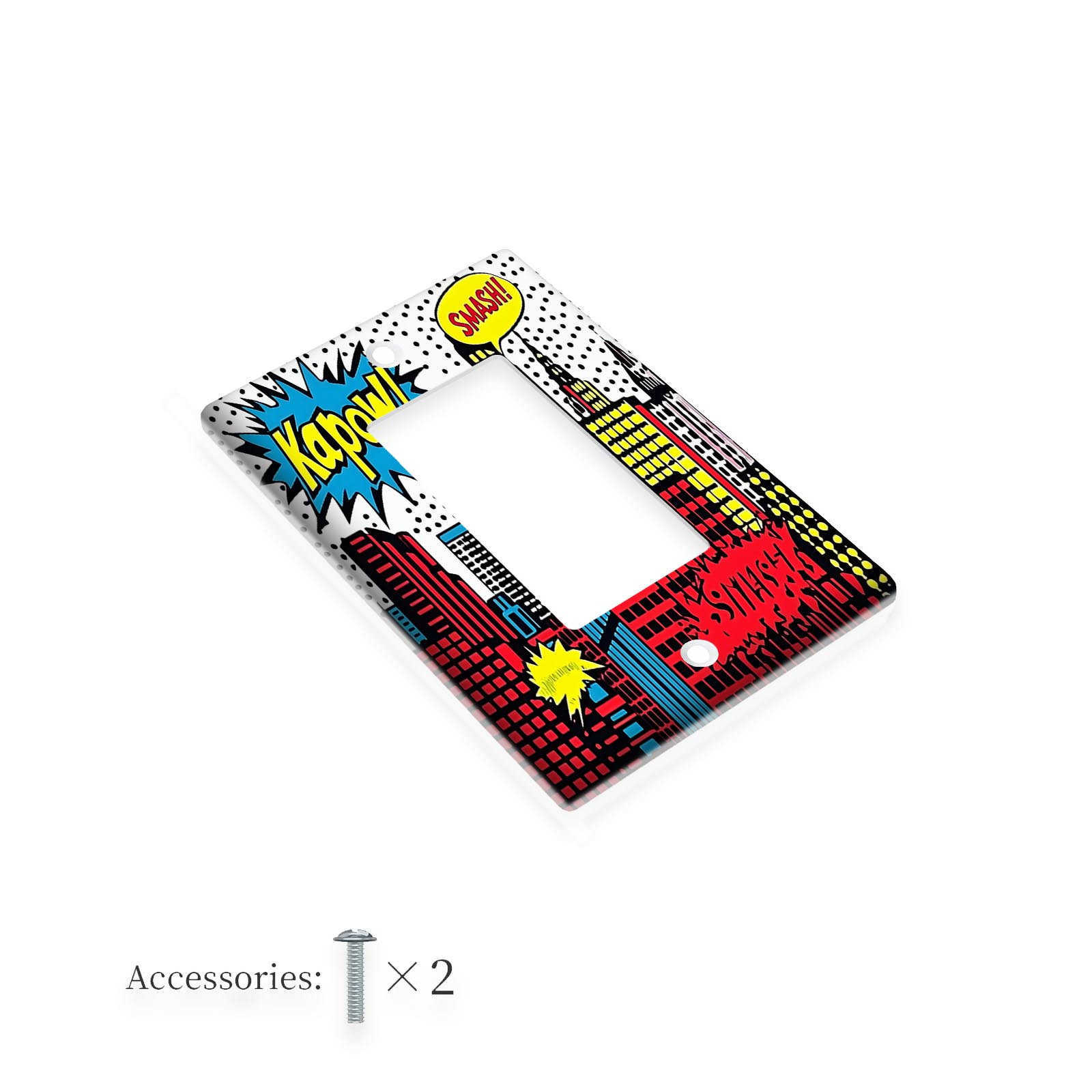 TEMU 1pc 1gang/2gang Superhero Cityscape Light Switch Plate Cover Decorative For Electrical Use In Kitchen, Bathroom, Bedroom, And Home Decoration