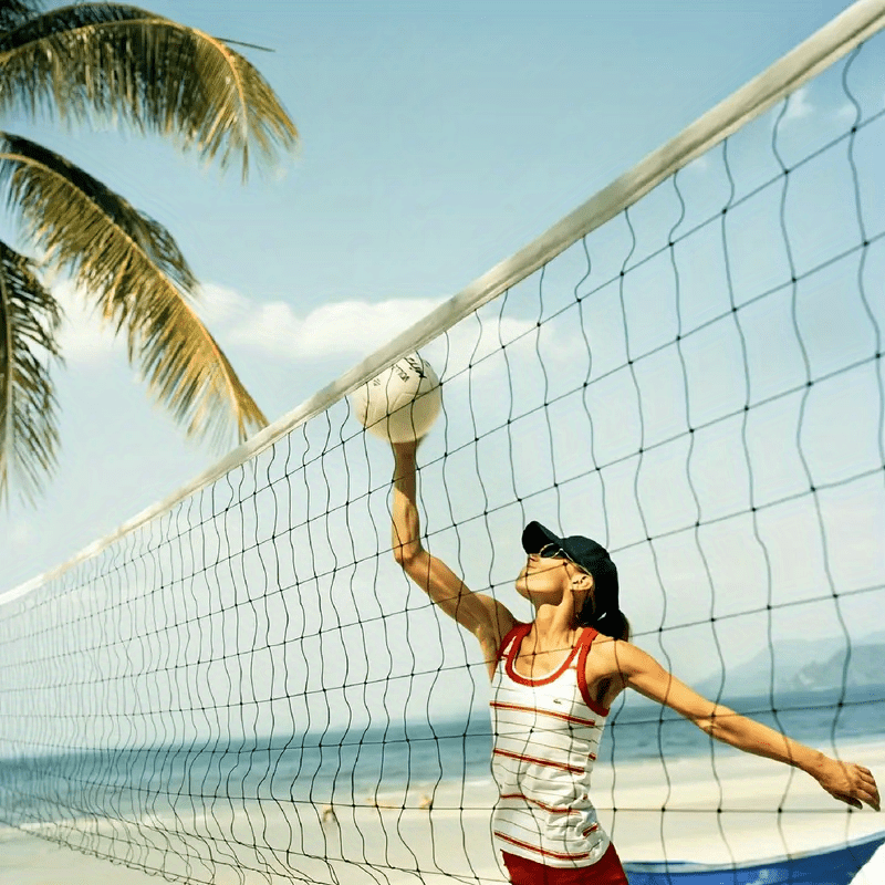 изображение предмета портативная уличная волейбольная  , прочная и долговечная, подходит для бадминтона, пиклбола и тенниса, командных видов спорта, идеальна для пляжа, игр на траве у моря, игр в волейбол у бассейна и волейбольных сеток для заднего двора