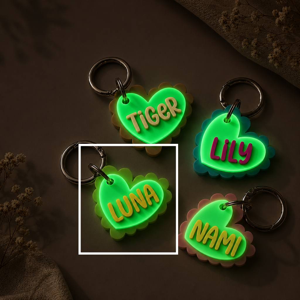 TEMU Custom Pet Glow Tags, Innovative High-brightness Luminous Design, Nighttime Continuous Glow And High Recognizability, Pet Anti-loss Collar Tags,