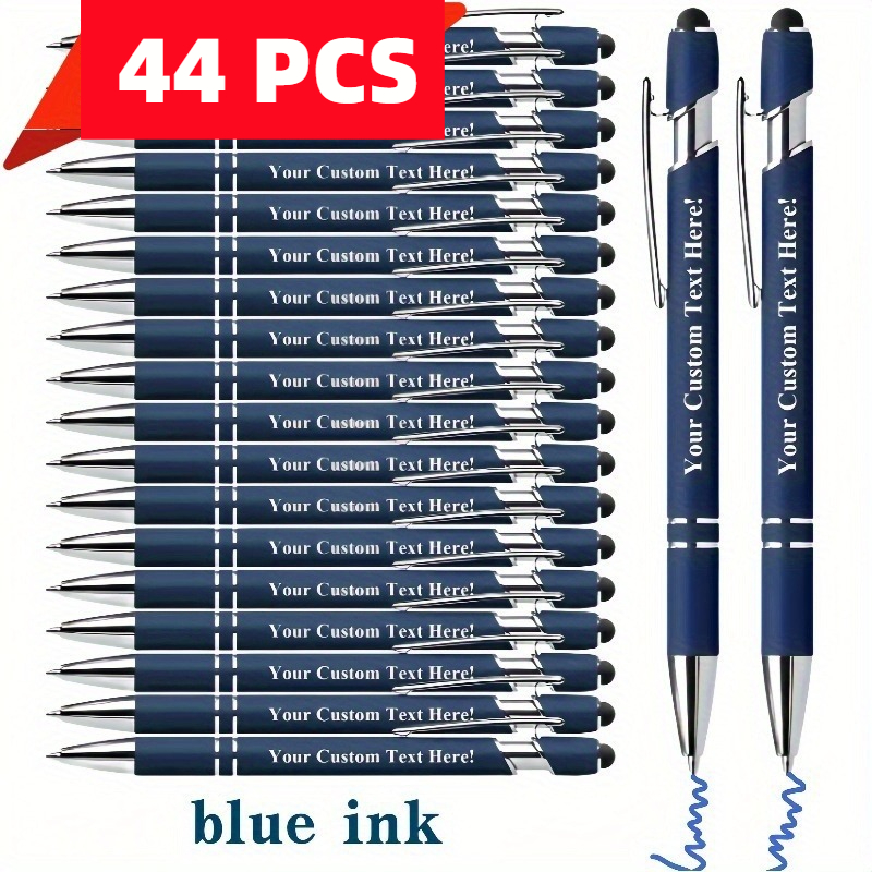 TEMU Bolígrafo de metal personalizado (Tinta azul) Escritura con pantalla táctil , logo , impresión personalizada, grabado de , ideal para promoción