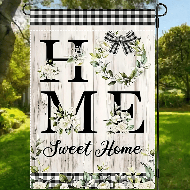 

Sweet Home" Rustic Garden Flag - Double-sided, Waterproof, Floral & Design For Spring Farmhouse Decor, Outdoor Yard And Lawn, 12x18 Inches