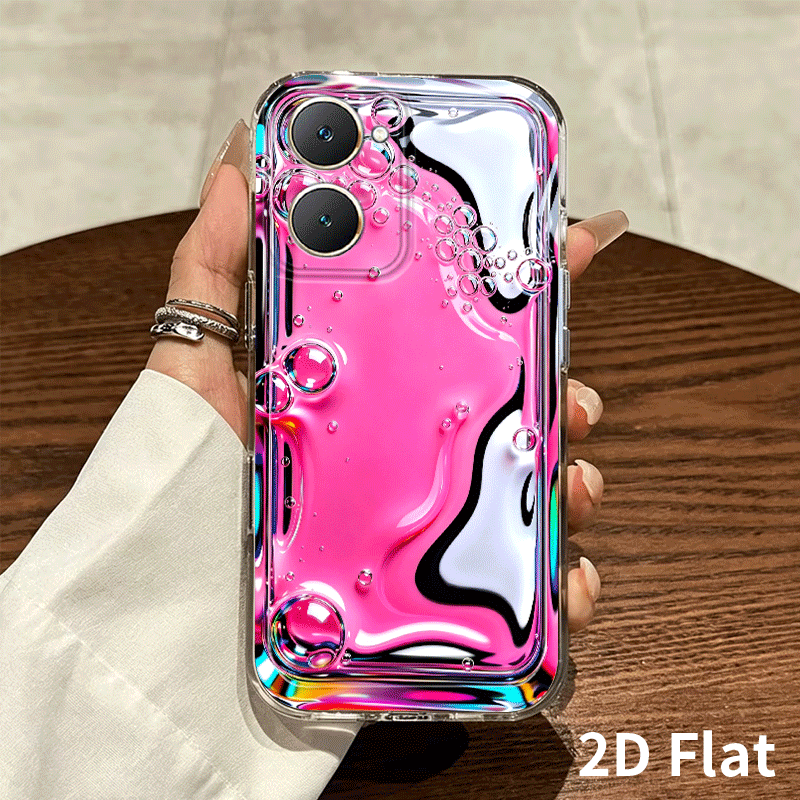 スマホケース：2d  ピンク 液体バブル リアルな模様のスマホケース、vivo v60/v60 lite 5g/v50 lite/v50e/v50/v29e 5g/  5g/t4x 5g/v27 pro/v27/v30e/y100 5g/y28 5g/y29 5g/y27 5g/y36 5g/y03、  z9 lite/z7i/u1x/u33x用、自分自身、友人、愛する人、両親へのクリスマス、 、誕生日の贈り物に最適、2d 