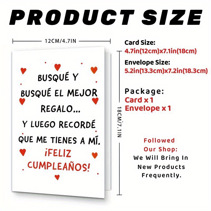 TEMU 1pc Spain Birthday Greeting Card, Happy Birthday To You, Greeting Card For Husband And Wife, Perfect Gift For Family & Or Anyone, Includes