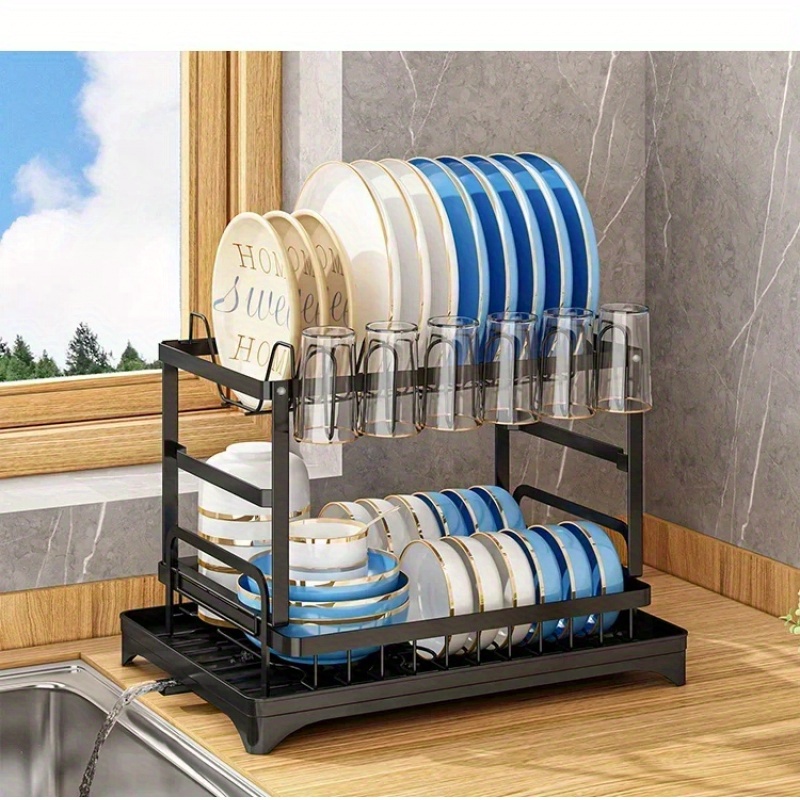 foldable wall mounted dish rack hidden knife slot space Temu