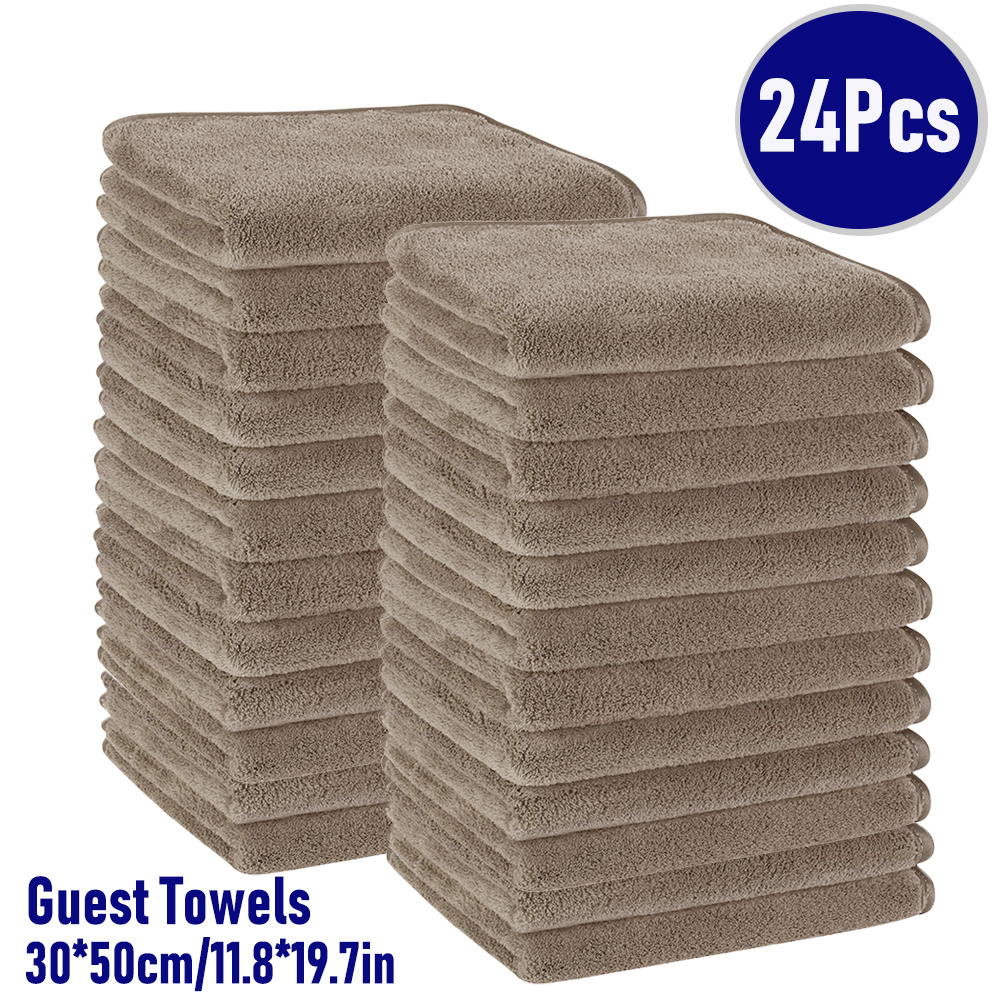 TEMU 24pcs Guest Towels 30*50cm/11.8*19.7cm, Solid Color Microfiber Towels For Guests, Hand Towels, Fingertip Towels, Suitable For Parties, Travel,